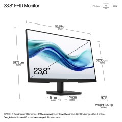 HP Series 3 Pro 238" FHD Monitor - Elevate Your Viewing Experience with Stunning Clarity and Performance - 9U5J5UT